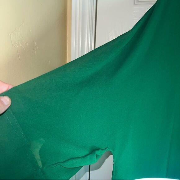 Zara Lined Blouse V Neck Flowy Chiffon Kelly Green Size Med Great Used Condition - Picture 5 of 5